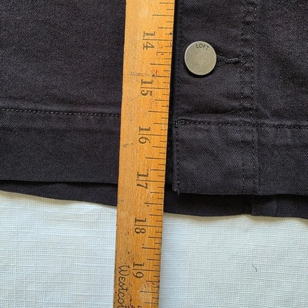 Black Denim Button Front Mini Skirt Womens Size 0 High Waist LOFT Ann Taylor Y2K